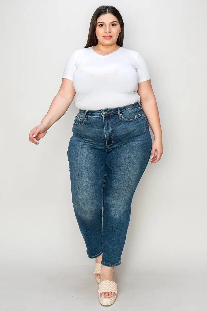 Judy Blue Full Size Tummy Control High Waist Slim Jeans - Love Salve